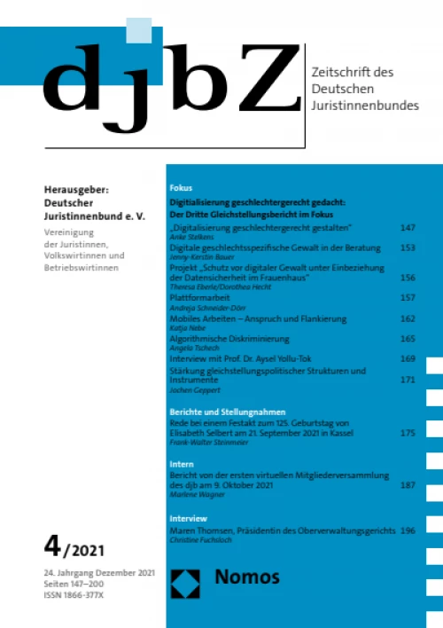 Cover des Magazins djbZ: links oben groß die Buchstaben djbz. rechtes auf der Seite das Inhaltsverzeichnis der Ausgabe