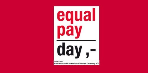 Logo des Equal Pay Day uf rotem Hintergrund