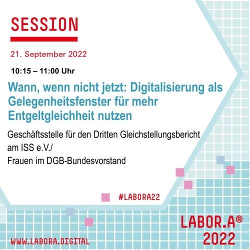 Offizielle Ankündigungskachel der Session auf der Labor.a 2022 mit den Informationen: Titel, Datum, Uhrzeit und durchführende Organisationen 